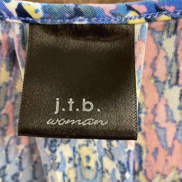 J.T.B. Womens Plus Size Dress Top, Size 2X, Pink and Blue Abstract Design Print - Picture 5 of 7